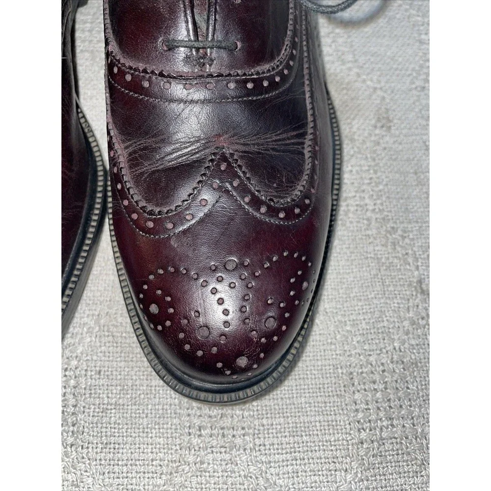 Hush Puppies Men’s Dress Wingtips Size 9.5 M Burgundy Leather Business Formal
